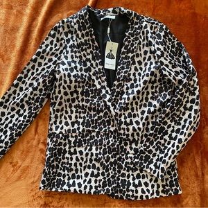 Animal Print Open Front Blazer Size Large